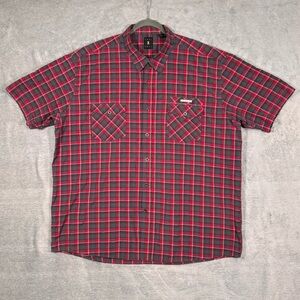 Karl Kani Gold Plaid Button Up Shirt Men 3XL Red Gray Hip Hop Streetwear Y2K 90s